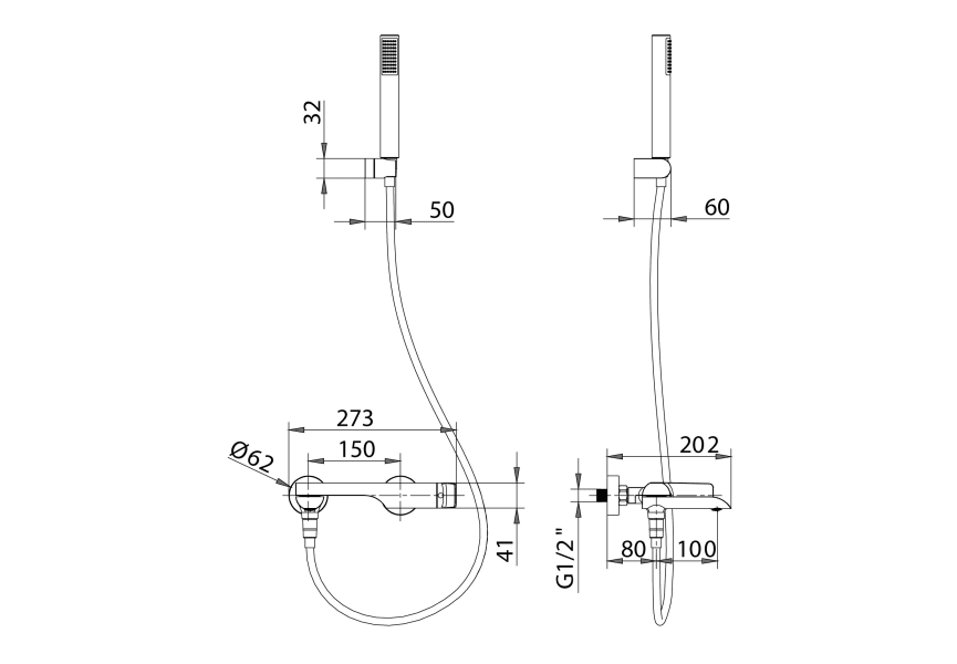 Grifo de Bañera Imex Dinamarca Croquis 9