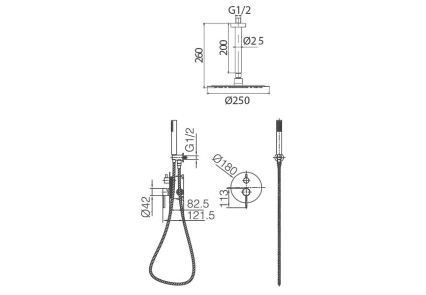 Conjuntos de ducha y baño empotrado Imex Monza Croquis 13