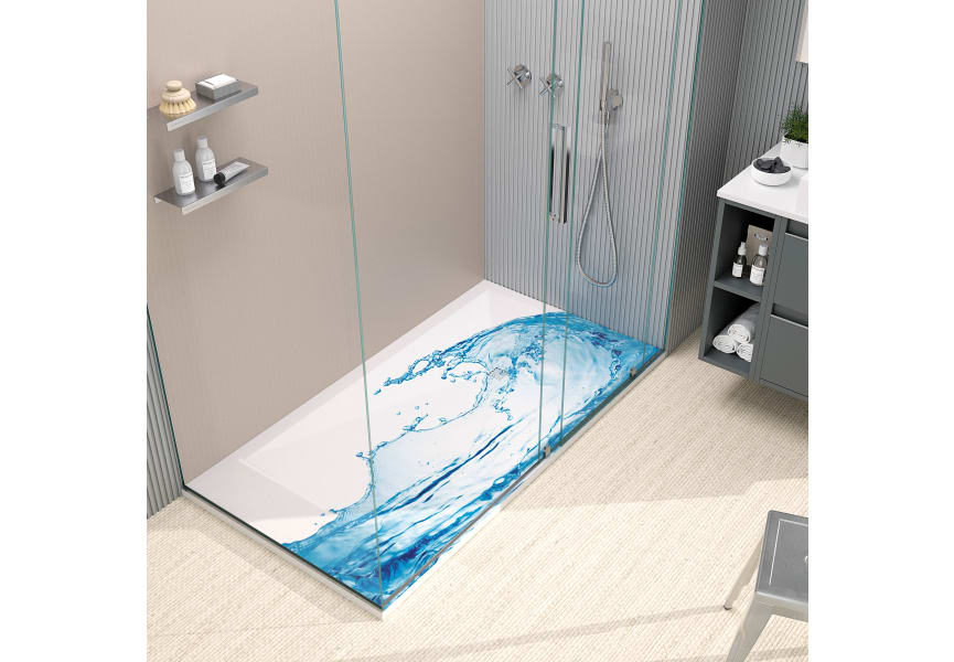Platos de ducha de resina decorados Bruntec Design 3D Azul Ambiente 1