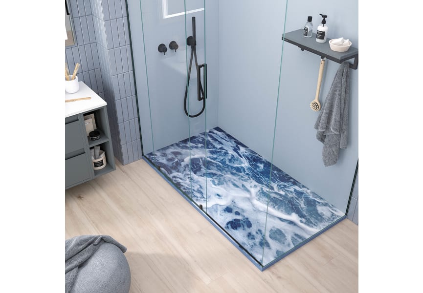 Platos de ducha de resina decorados Bruntec Design 3D Azul Ambiente 3