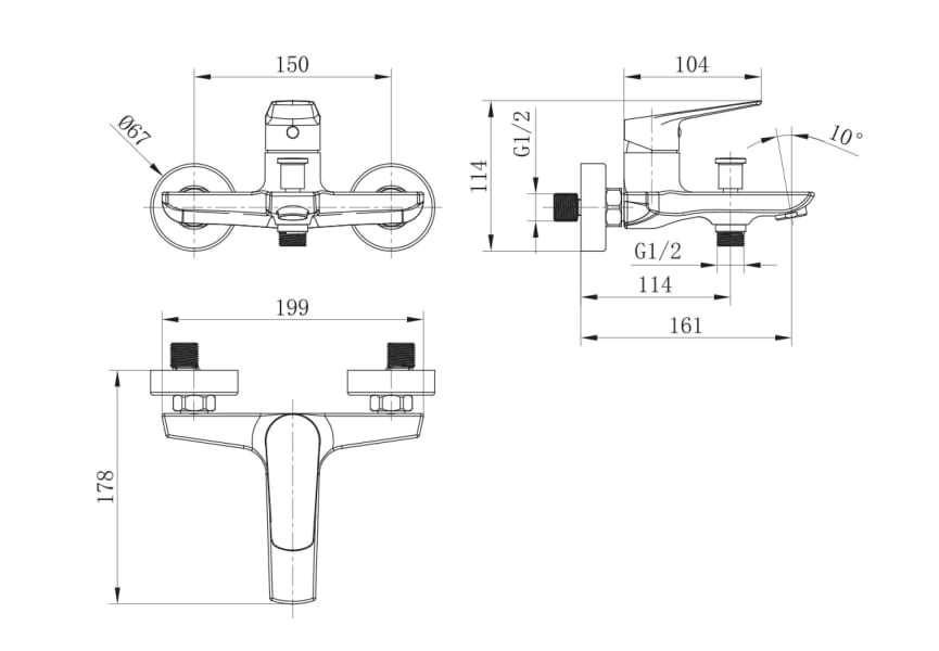 Grifo de Bañera Imex Bélgica Croquis 4