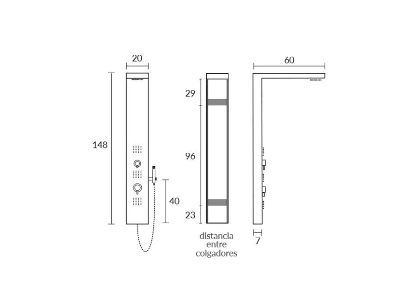 Columna de ducha Mizu Sagobar Croquis 1