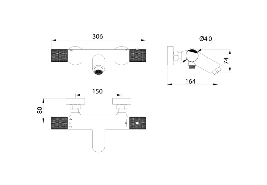 Grifo de ducha empotrado Imex Line Croquis 16