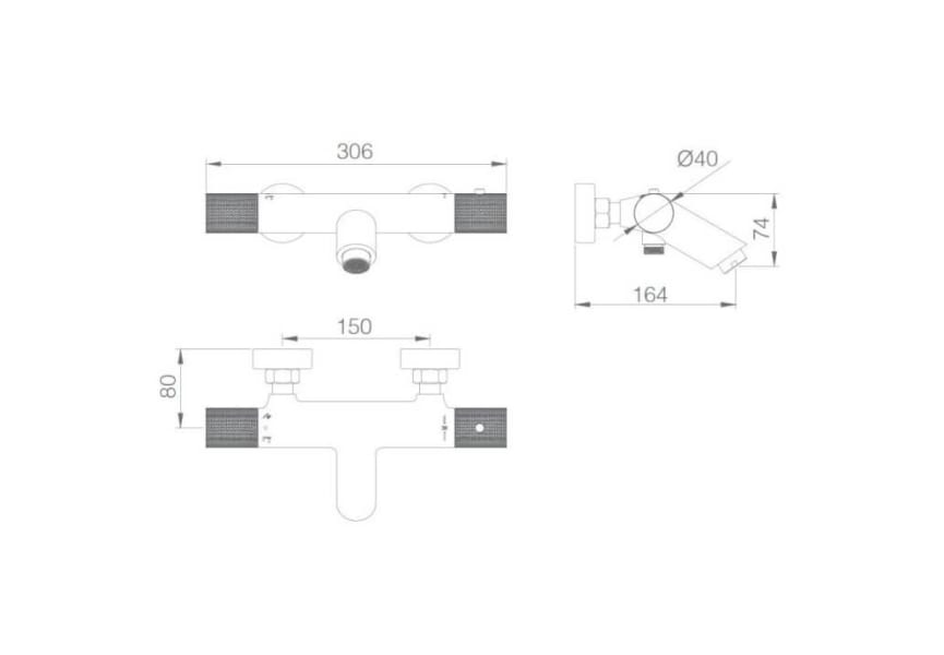 Grifo de ducha y baño empotrado Imex Line Croquis 14