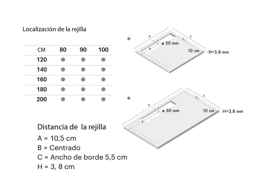 Plato de ducha de resina Doccia Canto Lateral Croquis 11