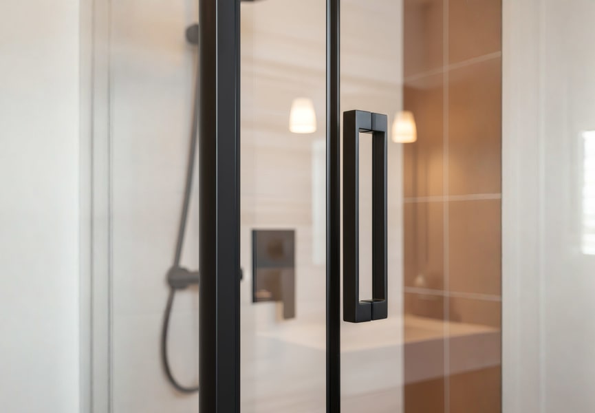 Mampara de ducha Emma perfil negro Detalle 2