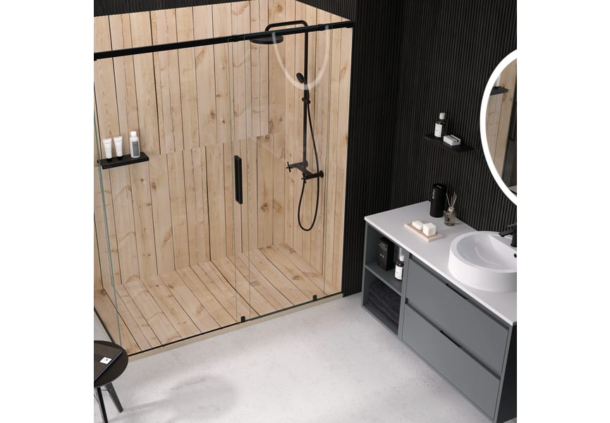 Platos de ducha de resina decorados Bruntec Design 3D Madera Rústica Ambiente 6