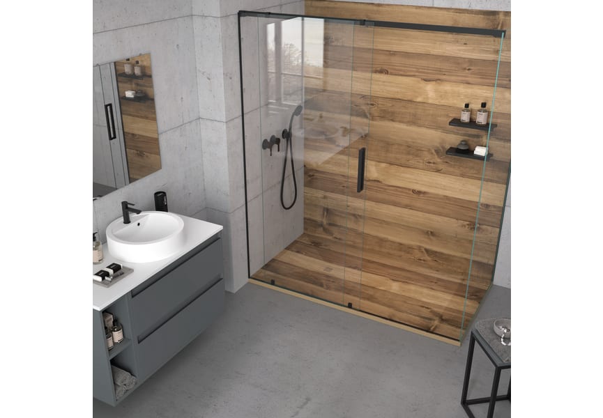 Platos de ducha de resina decorados Bruntec Design 3D Madera Rústica Ambiente 7