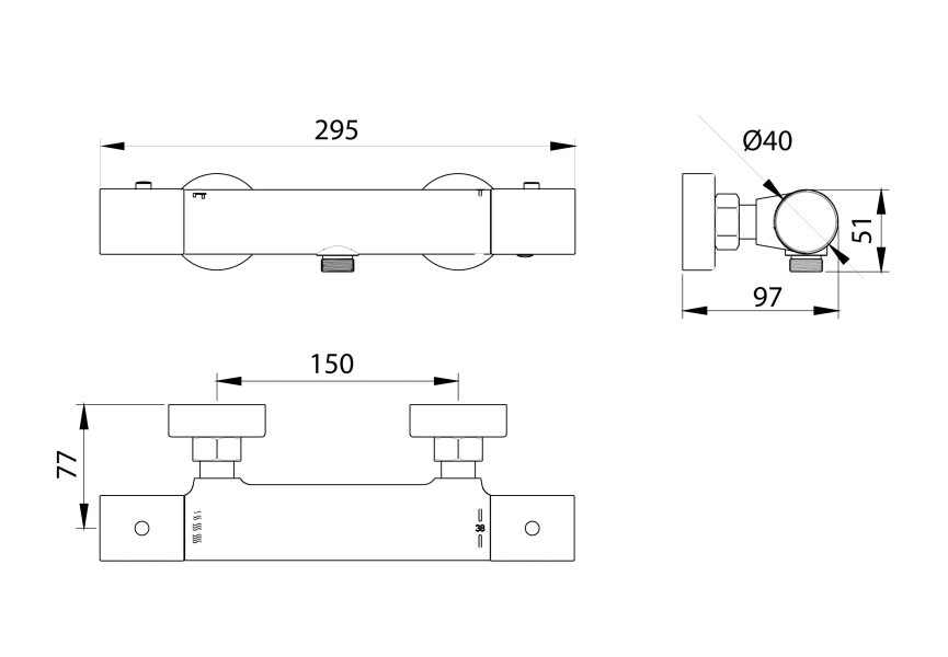 Grifo de ducha Imex Monza Croquis 16
