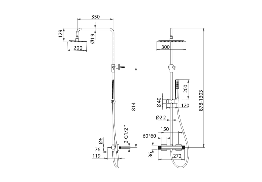 Conjunto de ducha Imex Firenze Croquis 9