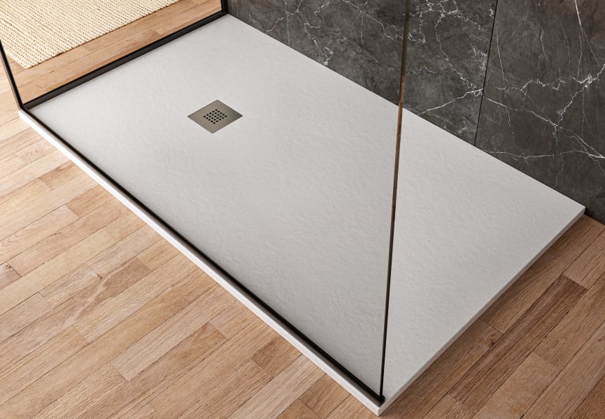 Plato de ducha de resina en 80x80 acabado gris Ultraflat S Ideal Standard