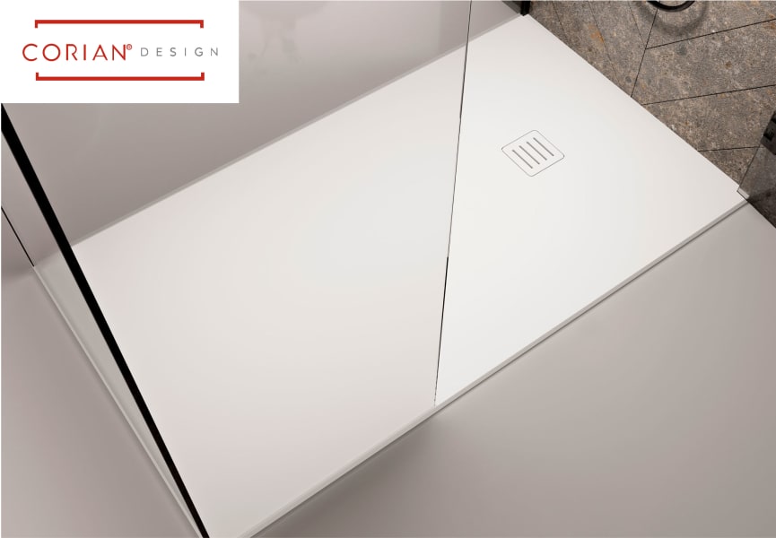 Plato de ducha Solid Surface Corian DuPont Hidronatur Antares Ambiente 1