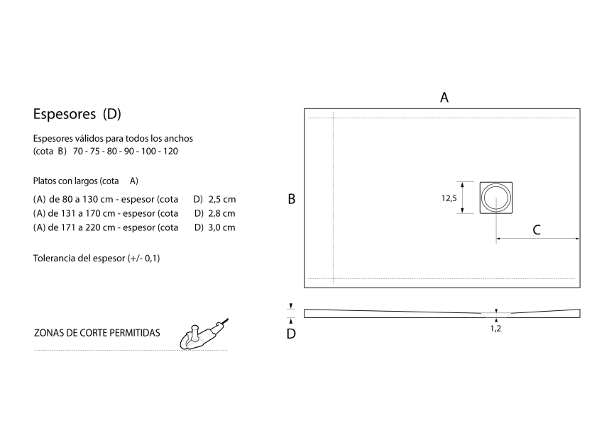 Plato de ducha de resina de Bruntec Luma Croquis 9