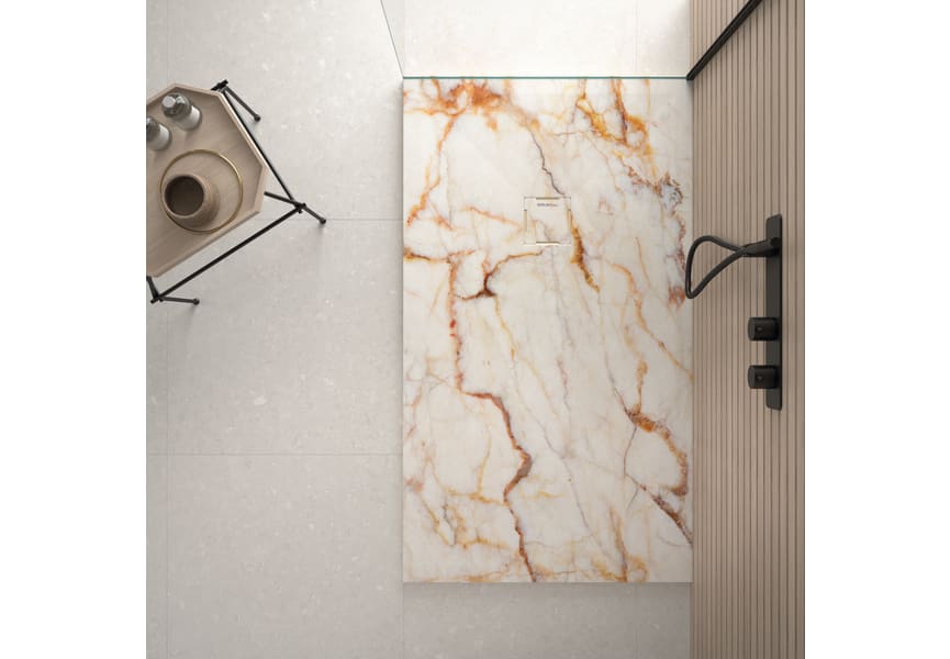 Platos de ducha de resina decorados Bruntec Stone 3D Mármol opción 17