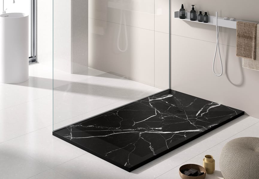 Platos de ducha de resina decorados Bruntec Stone 3D Mármol opción 15