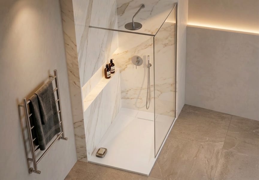 Kit plato de ducha con mampara Bruntec Alana Detalle 1