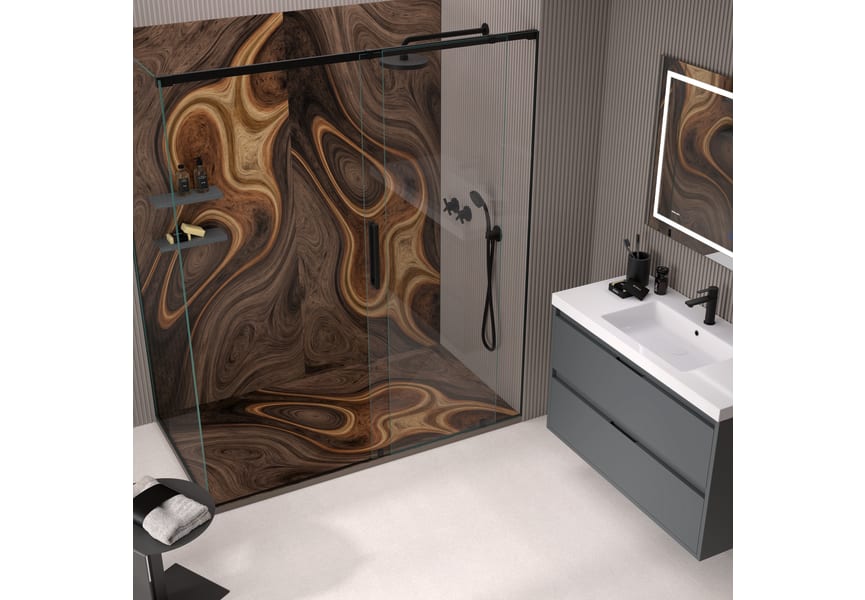 Platos de ducha de resina decorados Bruntec Design 3D Madera 2 Ambiente 1