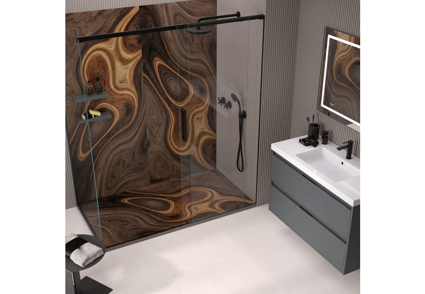 Platos de ducha de resina decorados Bruntec Design 3D Madera 2 Ambiente 2
