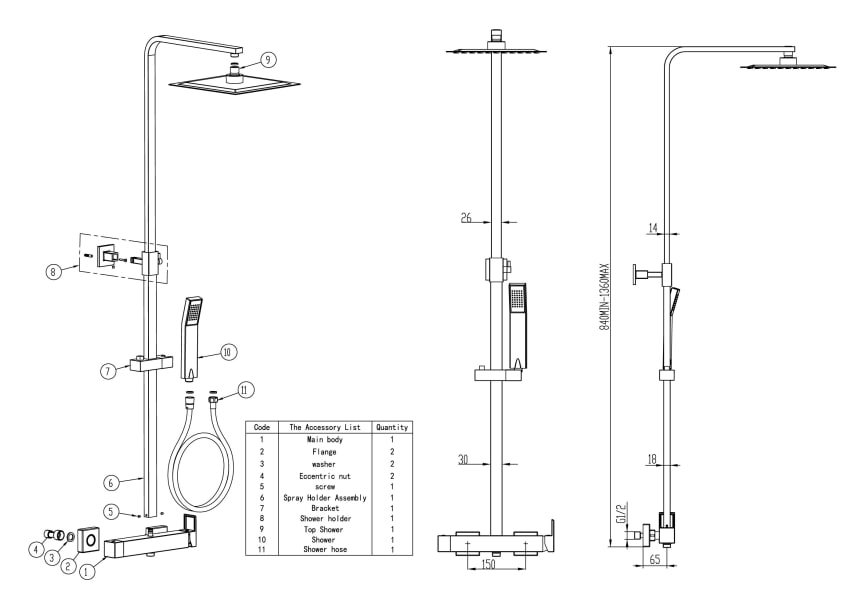 Grifería y conjuntos de ducha GME Inverter C Croquis 7
