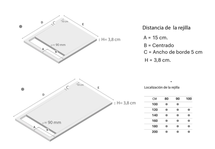 Plato de ducha de resina Doccia Canto Croquis 15