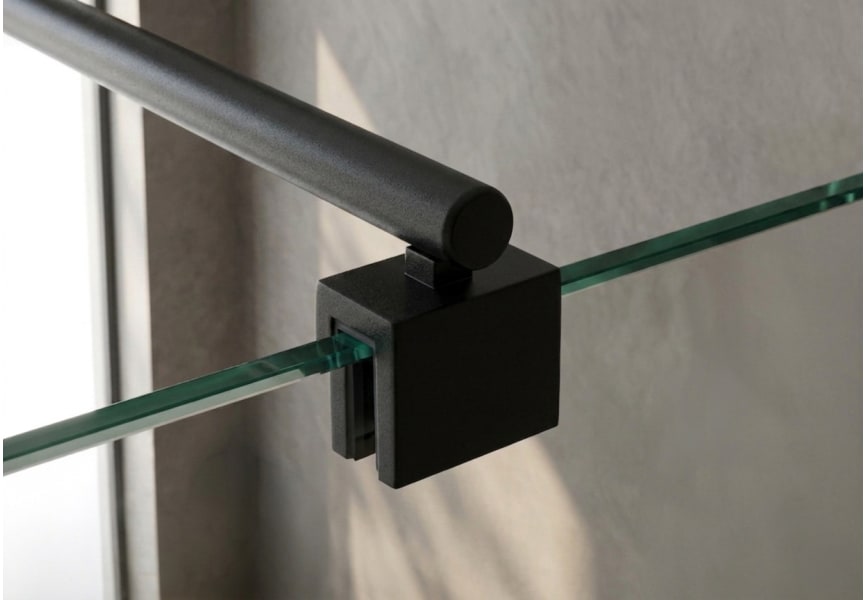 Mampara de ducha fija negra Minimal Detalle 4