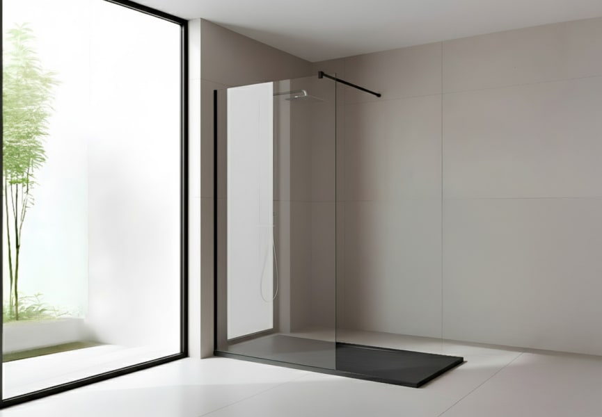 Paroi de douche fixe noire Minimal Principal 1
