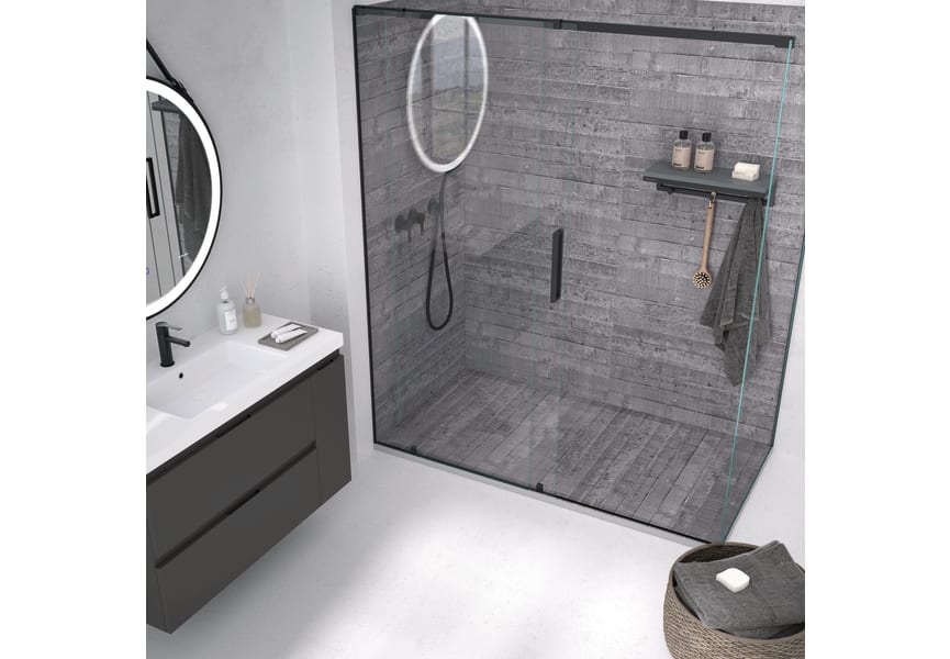 Platos de ducha de resina decorados Bruntec Design 3D Cemento Ambiente 1