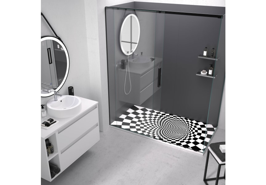 Platos de ducha de resina decorados Bruntec Design 3D Geométricos Ambiente 3