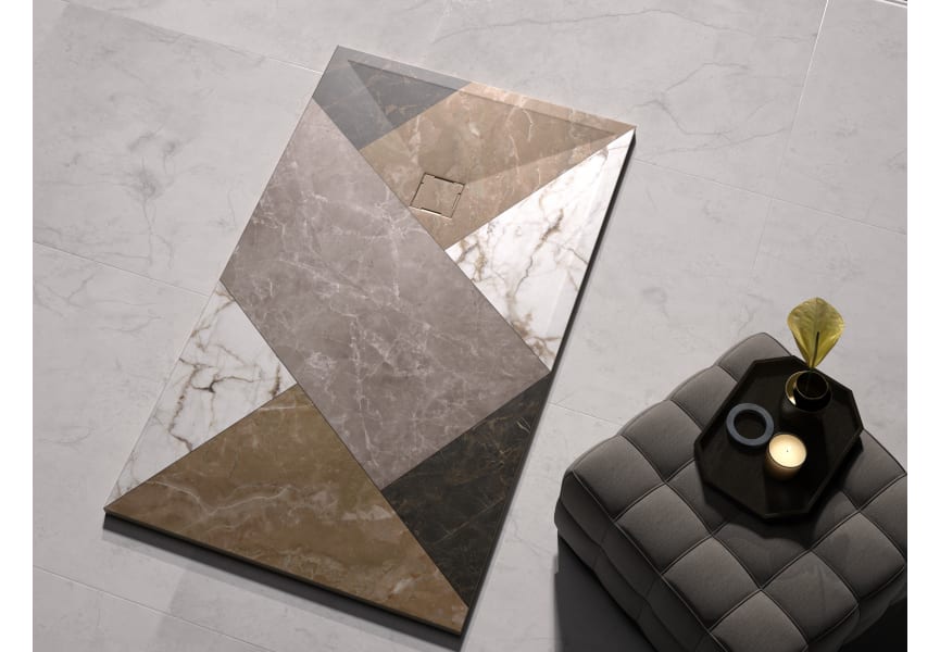 Platos de ducha de resina decorados Bruntec Design 3D Mosaico Ambiente 2