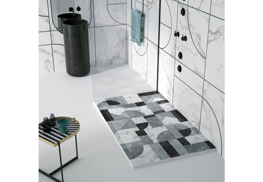 Platos de ducha de resina decorados Bruntec Design 3D Mosaico Principal 0