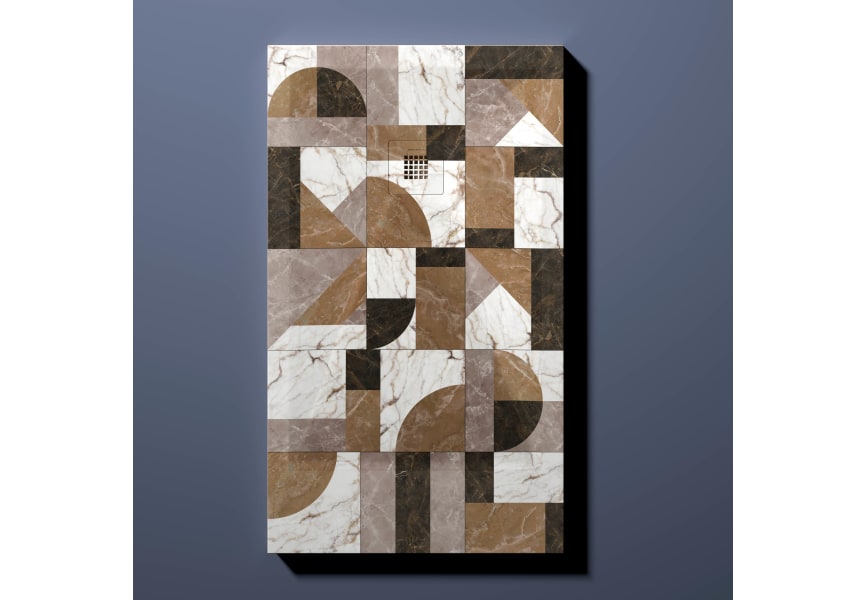 Platos de ducha de resina decorados Bruntec Design 3D Mosaico Ambiente 3