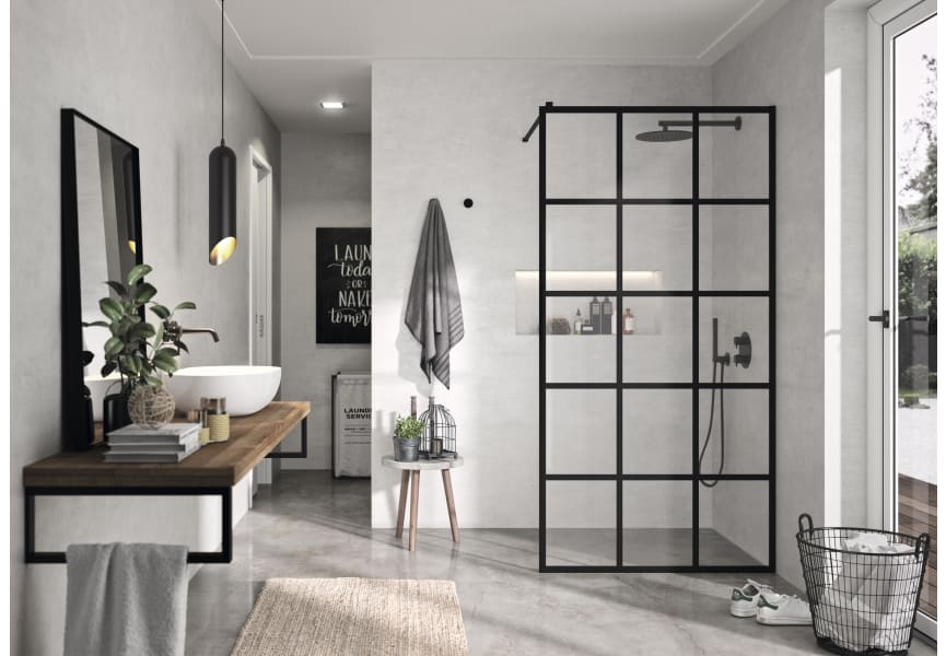 Mampara de ducha fija negra Fresh - FR103 -Kassandra- Ambiente 1