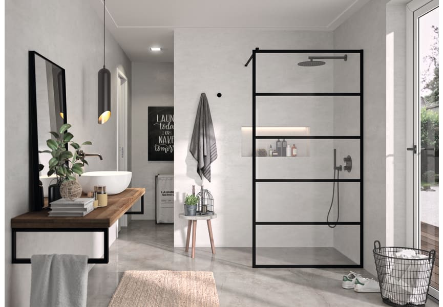 Mampara de ducha fija negra Fresh - FR103 -Kassandra- Ambiente 2