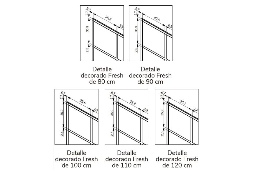 Mampara de ducha fija negra Fresh - FR103 -Kassandra- Croquis 3