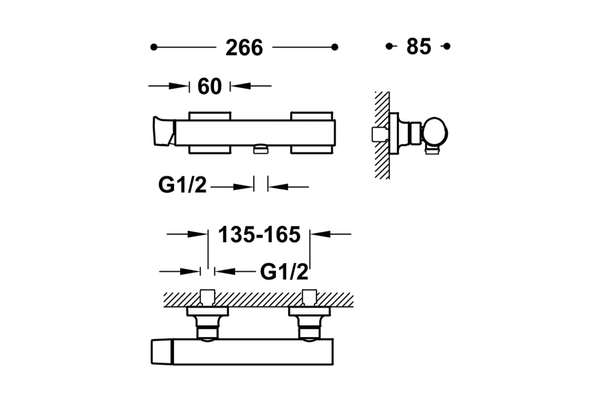 Grifo de ducha Tres Project Croquis 11