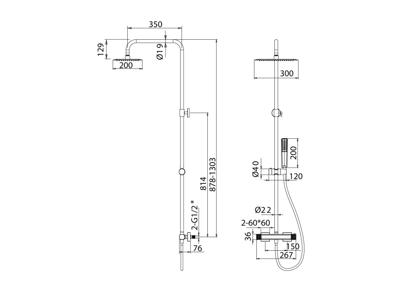 Columna de ducha Imex Firenze Croquis 10