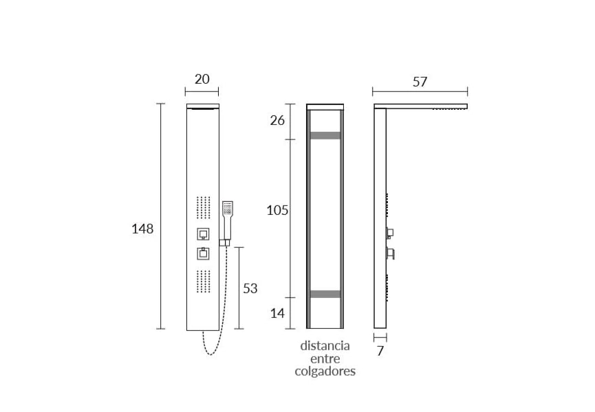 Columna de ducha Sagobar Ilma Croquis 1