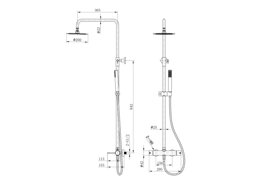 Conjunto de ducha Imex Monza Croquis 13