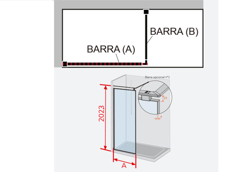 Fijo de ducha Mampara Kassandra Fresh Arena (FA 633) Croquis 11