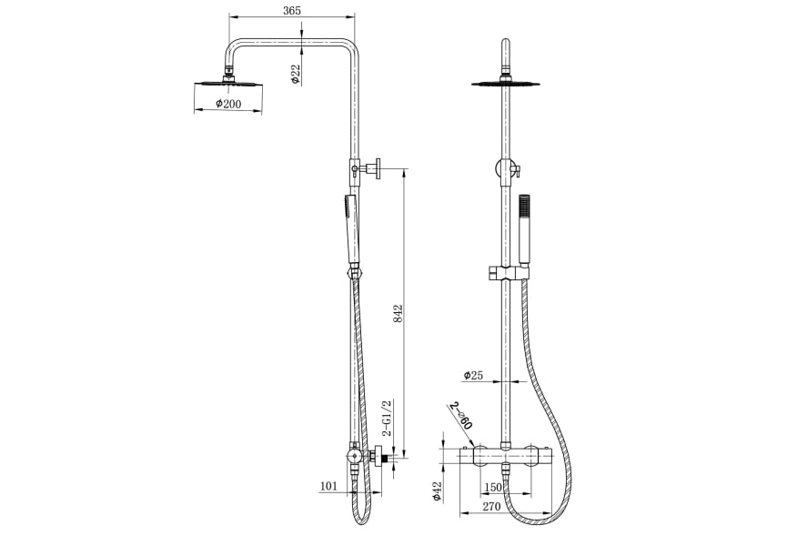 Conjunto de ducha Imex Monza Croquis 14