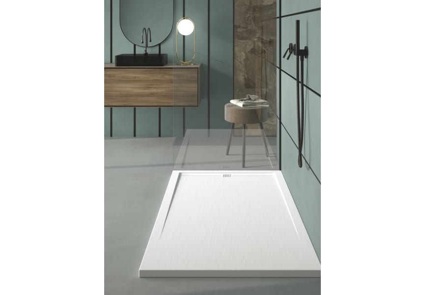 Plato de ducha rectangular moderno en resina blanca o gris