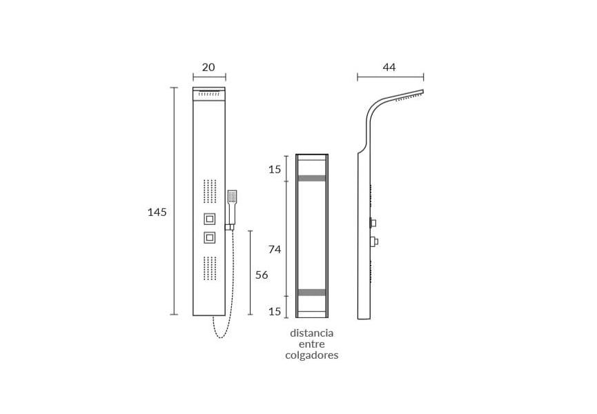 Columna de ducha Sagobar Ensa Croquis 1