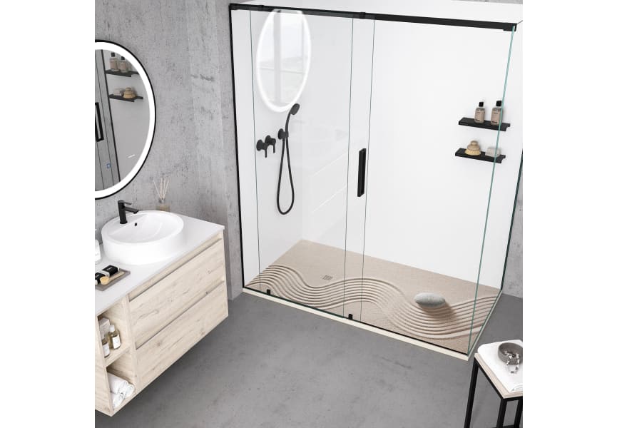 Platos de ducha de resina decorados Bruntec Design 3D Zen Ambiente 3