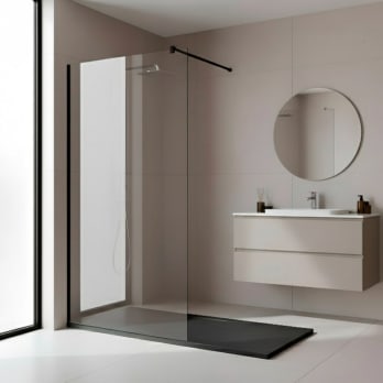 Mampara de ducha fija negra Minimal