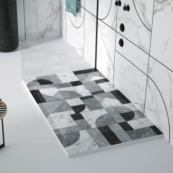 Platos de ducha de resina decorados Bruntec Design 3D Mosaico