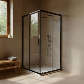 Mampara de ducha angular Emma color negro