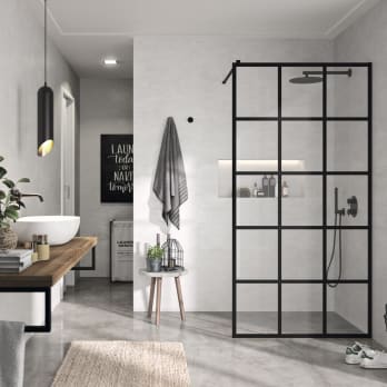 Mampara de ducha fija negra Fresh - FR103 -Kassandra-