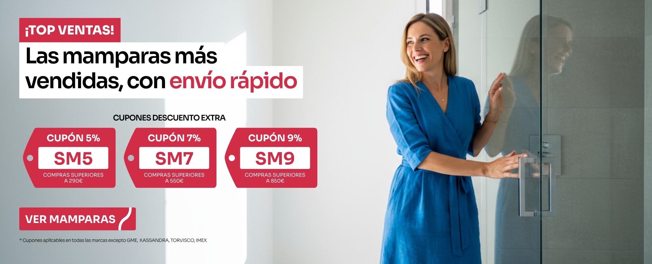 Mamparas de ducha con envío express