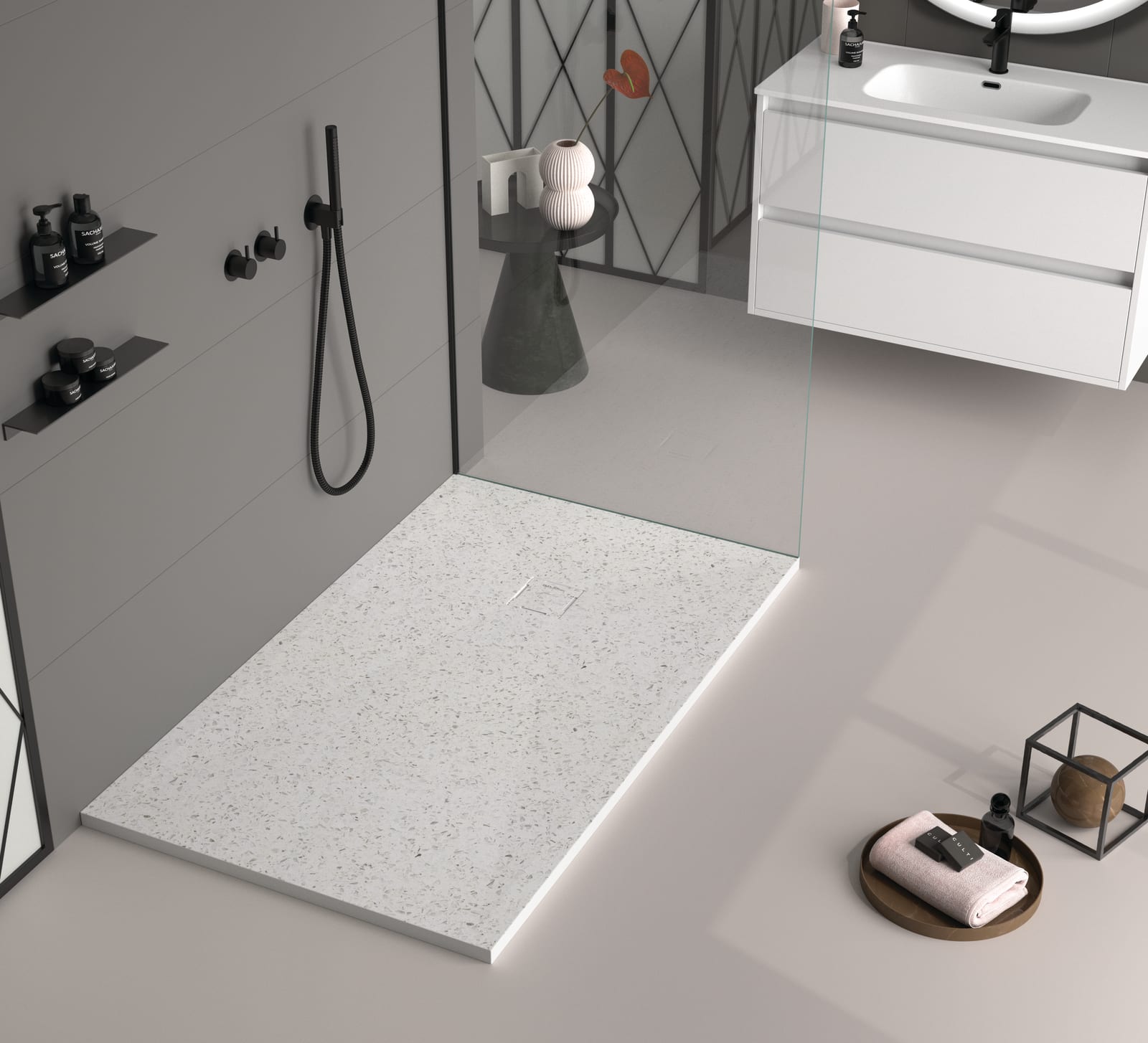 Platos de ducha de resina Bruntec Design 3D Granito Principal 0