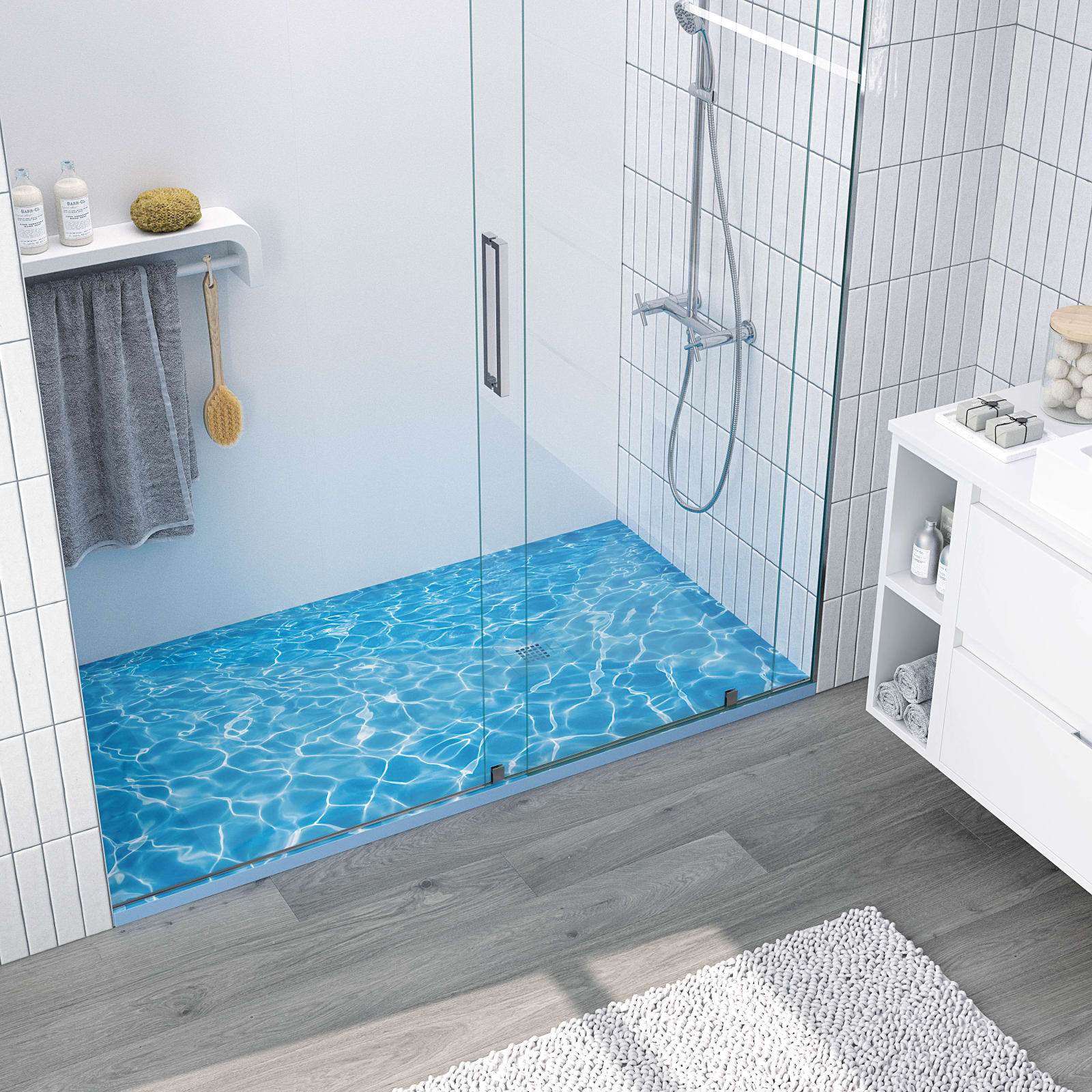 Platos de ducha de resina decorados Bruntec Design 3D Azul Principal 0